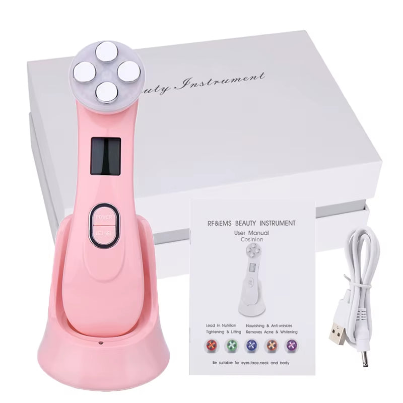 Facial Mesotherapy Electroporation RF Radio Frequency LED Photon Face Lifting Tighten Wrinkle Removal Skin Care Face Massager