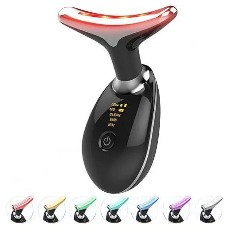 7 Color EMS Neck Beauty Device Face Lifting Massager Double Chin Remover anti Wrinkle LED Photon Skin Tightening Facial Massager