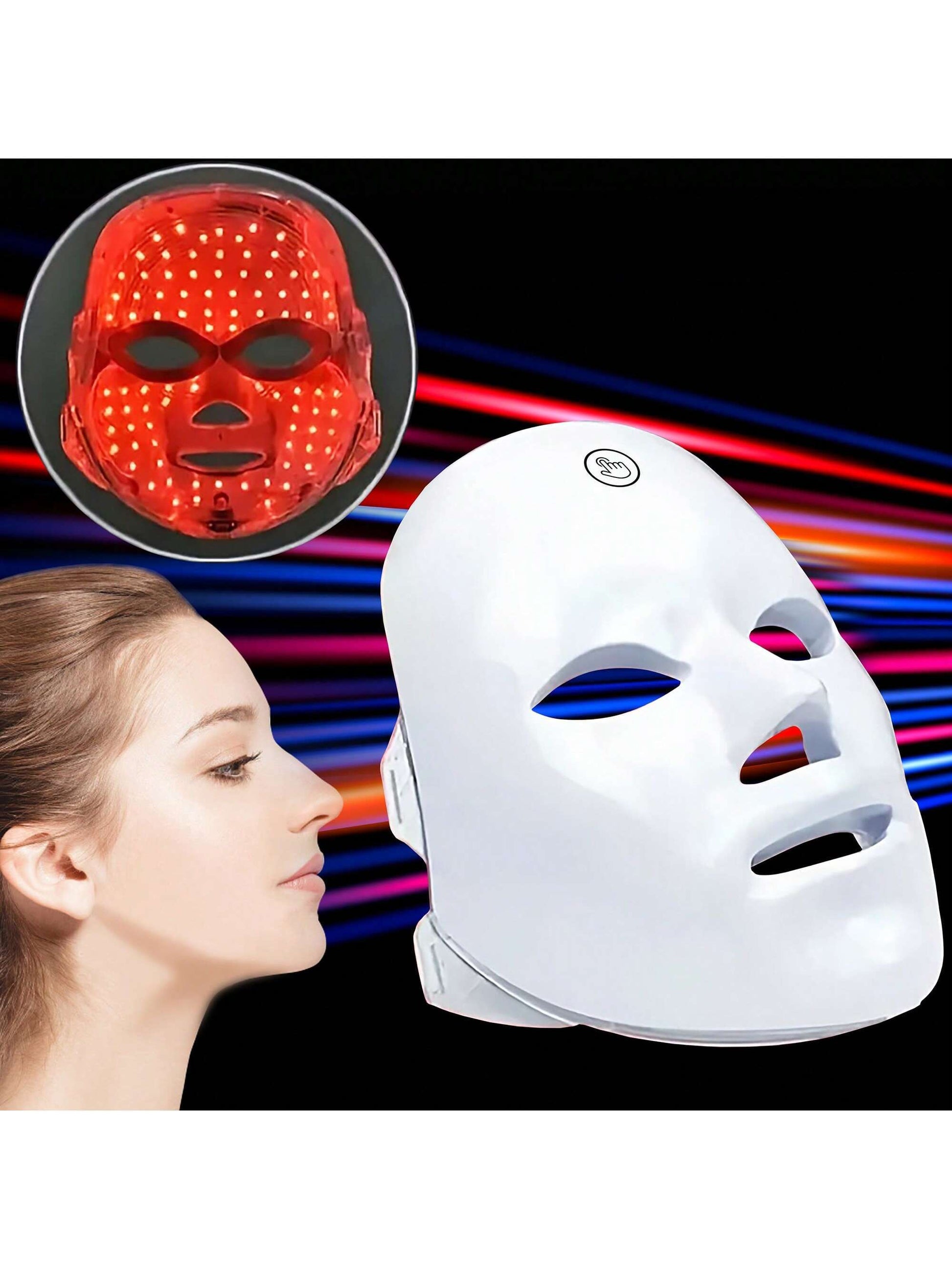 SUNPINT Portable 7-Color LED Face Mask, Skincare Face Mask, for Salon & Home Use, Facial Skin Rejuvenation Light, Mother'S Day Gift