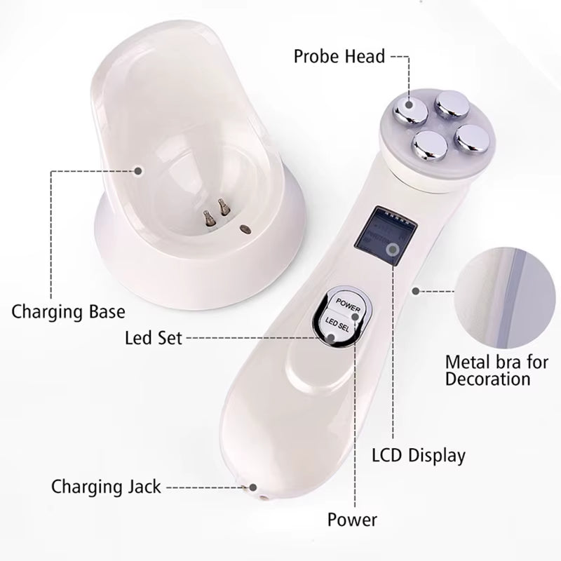 Facial Mesotherapy Electroporation RF Radio Frequency LED Photon Face Lifting Tighten Wrinkle Removal Skin Care Face Massager