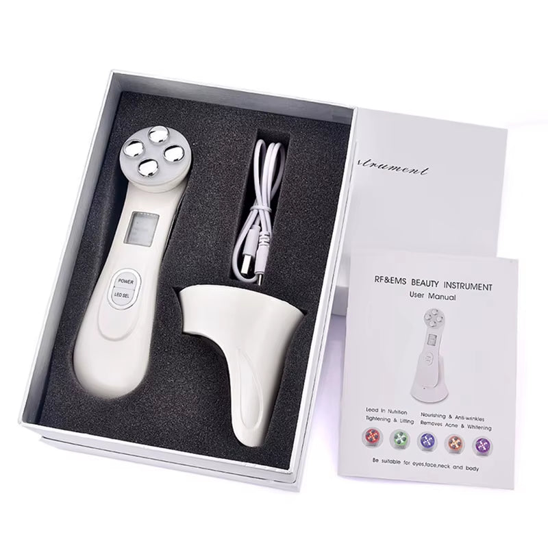 Facial Mesotherapy Electroporation RF Radio Frequency LED Photon Face Lifting Tighten Wrinkle Removal Skin Care Face Massager