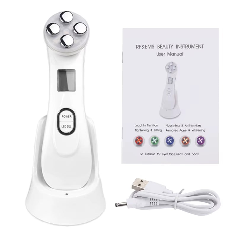 Facial Mesotherapy Electroporation RF Radio Frequency LED Photon Face Lifting Tighten Wrinkle Removal Skin Care Face Massager