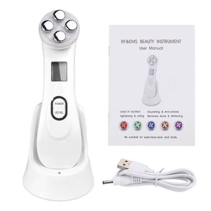 Facial Mesotherapy Electroporation RF Radio Frequency LED Photon Face Lifting Tighten Wrinkle Removal Skin Care Face Massager