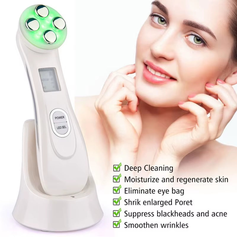 Facial Mesotherapy Electroporation RF Radio Frequency LED Photon Face Lifting Tighten Wrinkle Removal Skin Care Face Massager