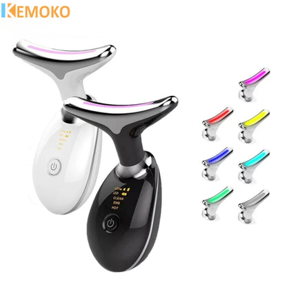 7 Color EMS Neck Beauty Device Face Lifting Massager Double Chin Remover anti Wrinkle LED Photon Skin Tightening Facial Massager