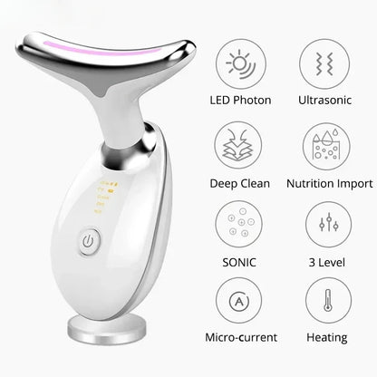7 Color EMS Neck Beauty Device Face Lifting Massager Double Chin Remover anti Wrinkle LED Photon Skin Tightening Facial Massager
