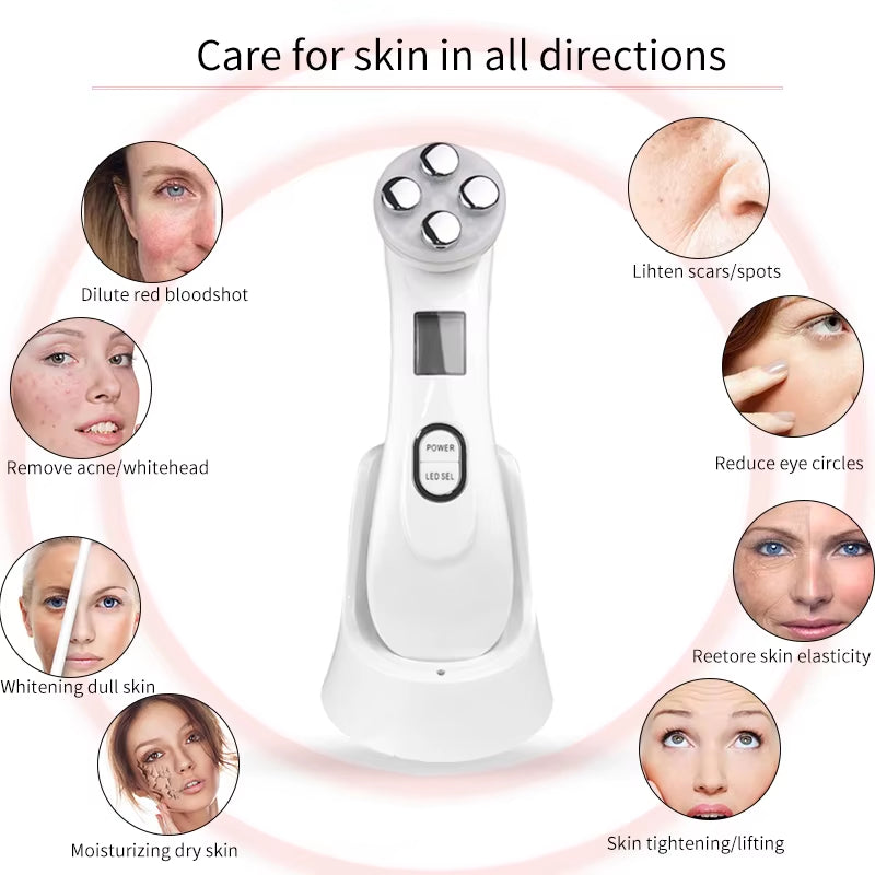 Facial Mesotherapy Electroporation RF Radio Frequency LED Photon Face Lifting Tighten Wrinkle Removal Skin Care Face Massager