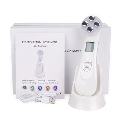 Facial Mesotherapy Electroporation RF Radio Frequency LED Photon Face Lifting Tighten Wrinkle Removal Skin Care Face Massager