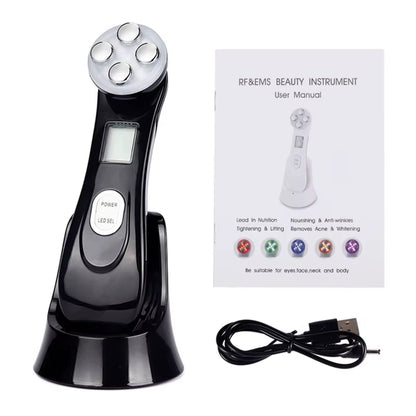 Facial Mesotherapy Electroporation RF Radio Frequency LED Photon Face Lifting Tighten Wrinkle Removal Skin Care Face Massager